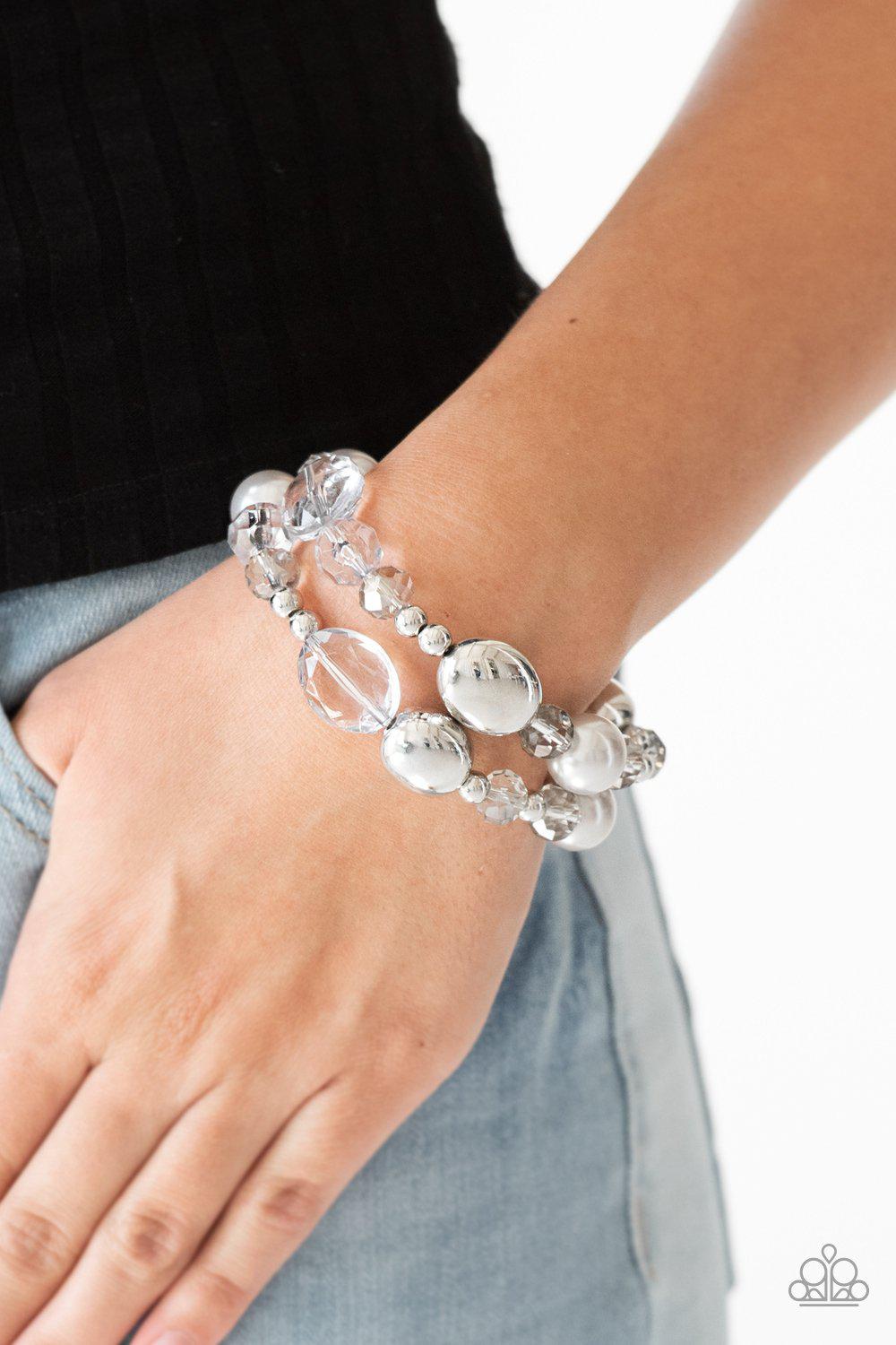 Downtown Dazzle Silver Bracelet Set - Paparazzi Accessories- lightbox - CarasShop.com - Paparazzi Jewelry by Cara Jewels
