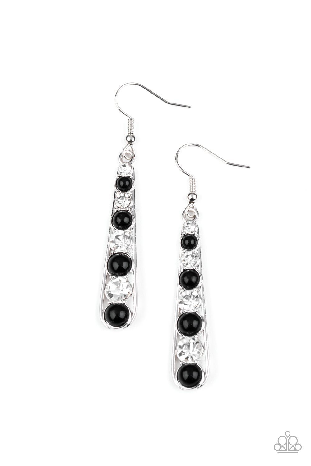 Drawn Out Drama Black and White Earrings - Paparazzi Accessories- lightbox - CarasShop.com - Paparazzi Jewelry by Cara Jewels