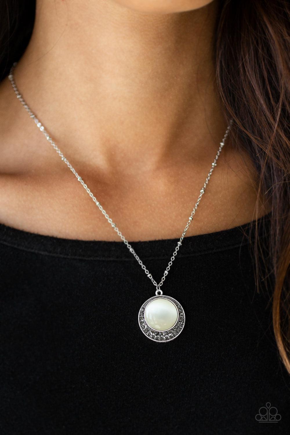Dream Girl Glow White Necklace - Paparazzi Accessories- on model - CarasShop.com - Paparazzi Jewelry by Cara Jewels