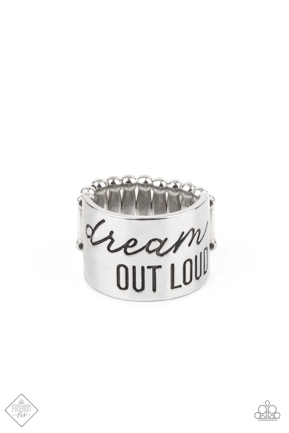 Dream Louder Silver Inspirational Ring - Paparazzi Accessories- lightbox - CarasShop.com - Paparazzi Jewelry by Cara Jewels