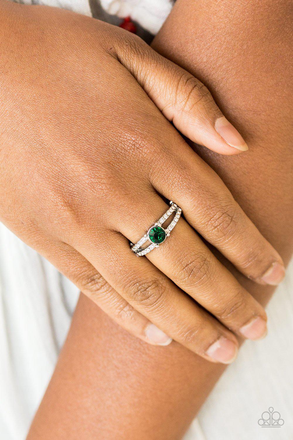 Dream Sparkle Green Gem Ring - Paparazzi Accessories- on model - CarasShop.com - Paparazzi Jewelry by Cara Jewels