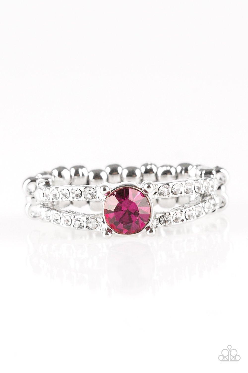 Dream Sparkle Pink Rhinestone Ring - Paparazzi Accessories- lightbox - CarasShop.com - Paparazzi Jewelry by Cara Jewels