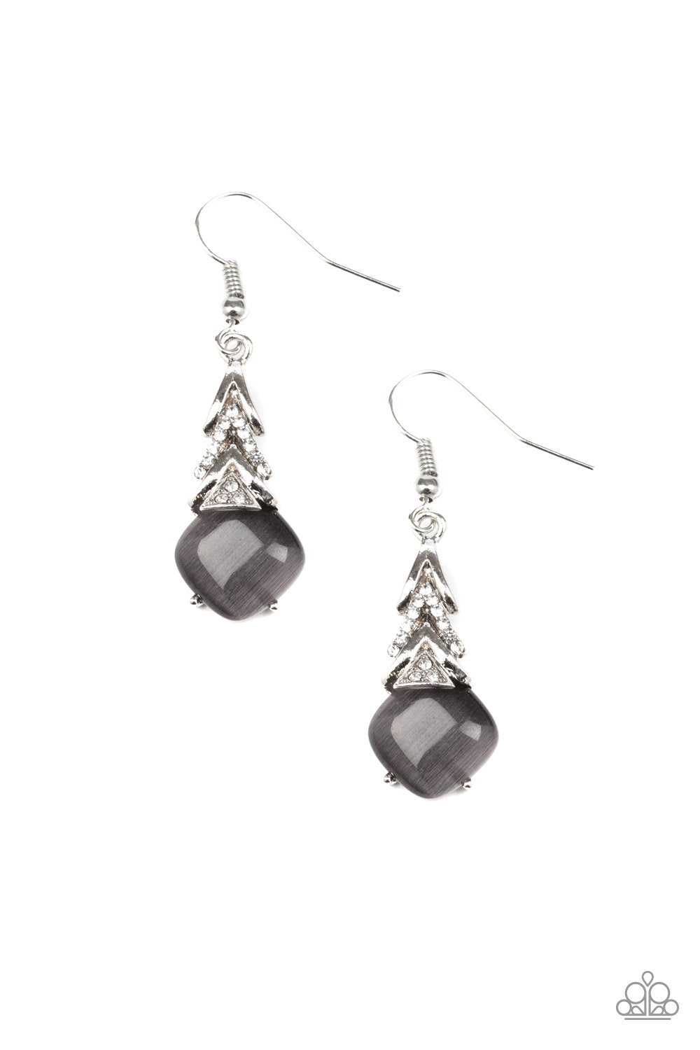 Dreamy Dazzle Silver Moonstone Earrings - Paparazzi Accessories- lightbox - CarasShop.com - Paparazzi Jewelry by Cara Jewels