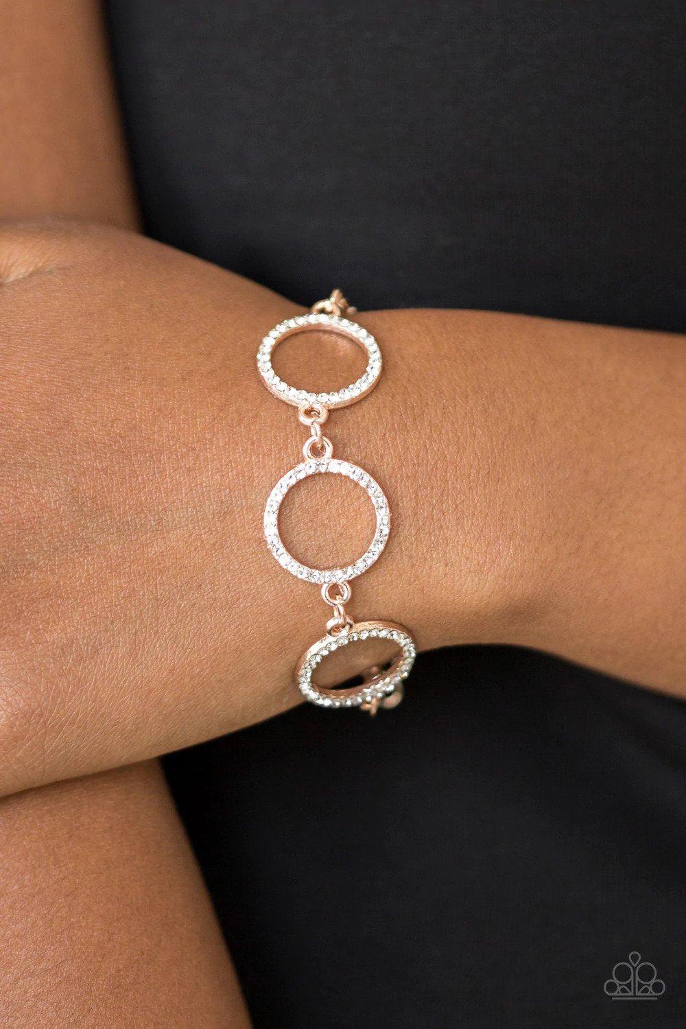 Dress The Part Gold Bracelet - Paparazzi Accessories- on model - CarasShop.com - Paparazzi Jewelry by Cara Jewels