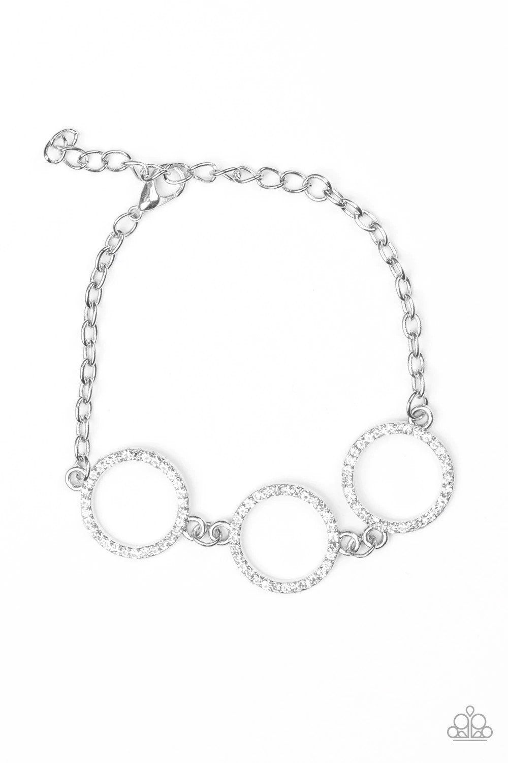 Dress The Part White Rhinestone Bracelet - Paparazzi Accessories- lightbox - CarasShop.com - Paparazzi Jewelry by Cara Jewels