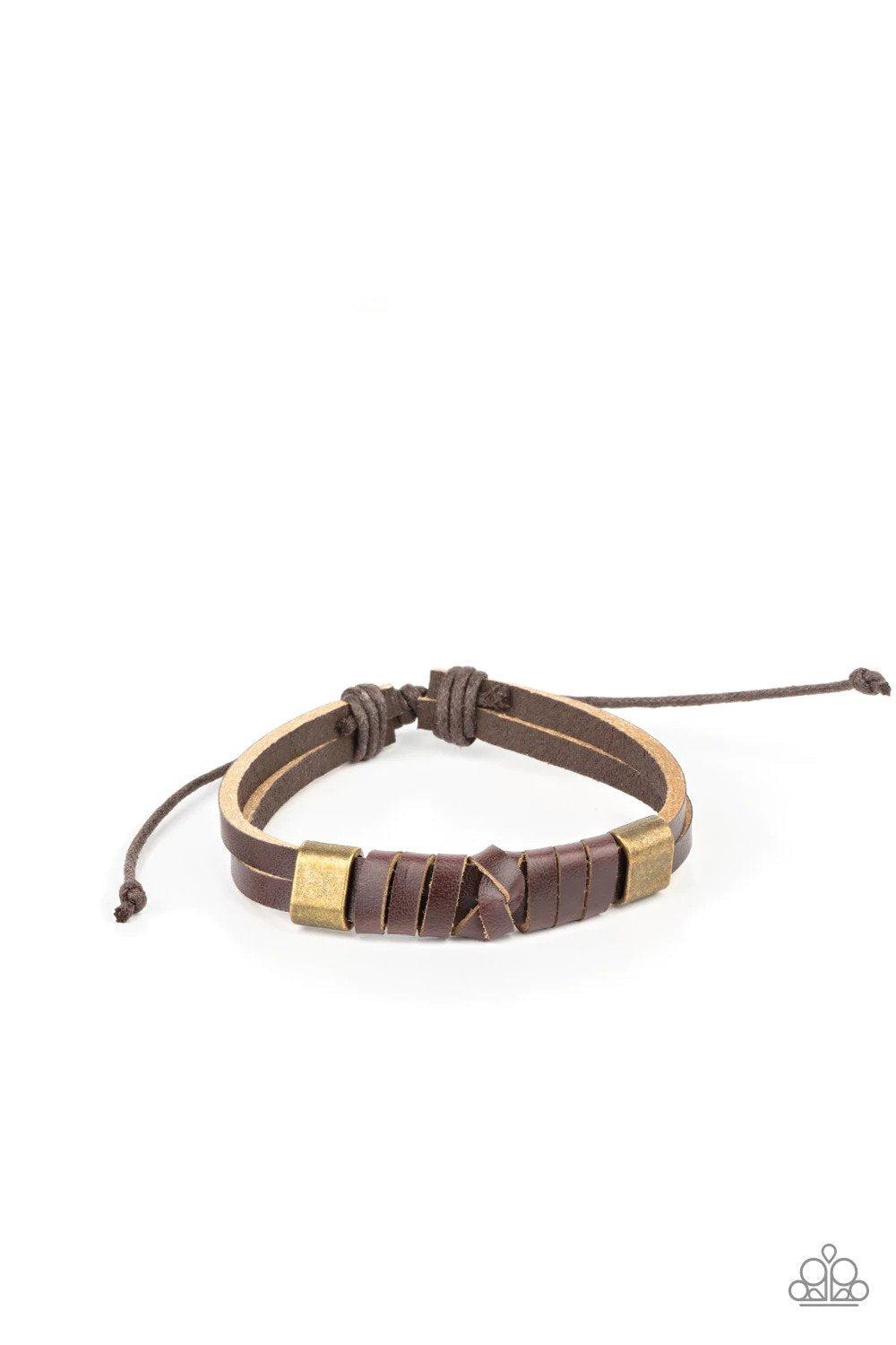 Drifter Décor Brown Bracelet - Paparazzi Accessories- lightbox - CarasShop.com - Paparazzi Jewelry by Cara Jewels