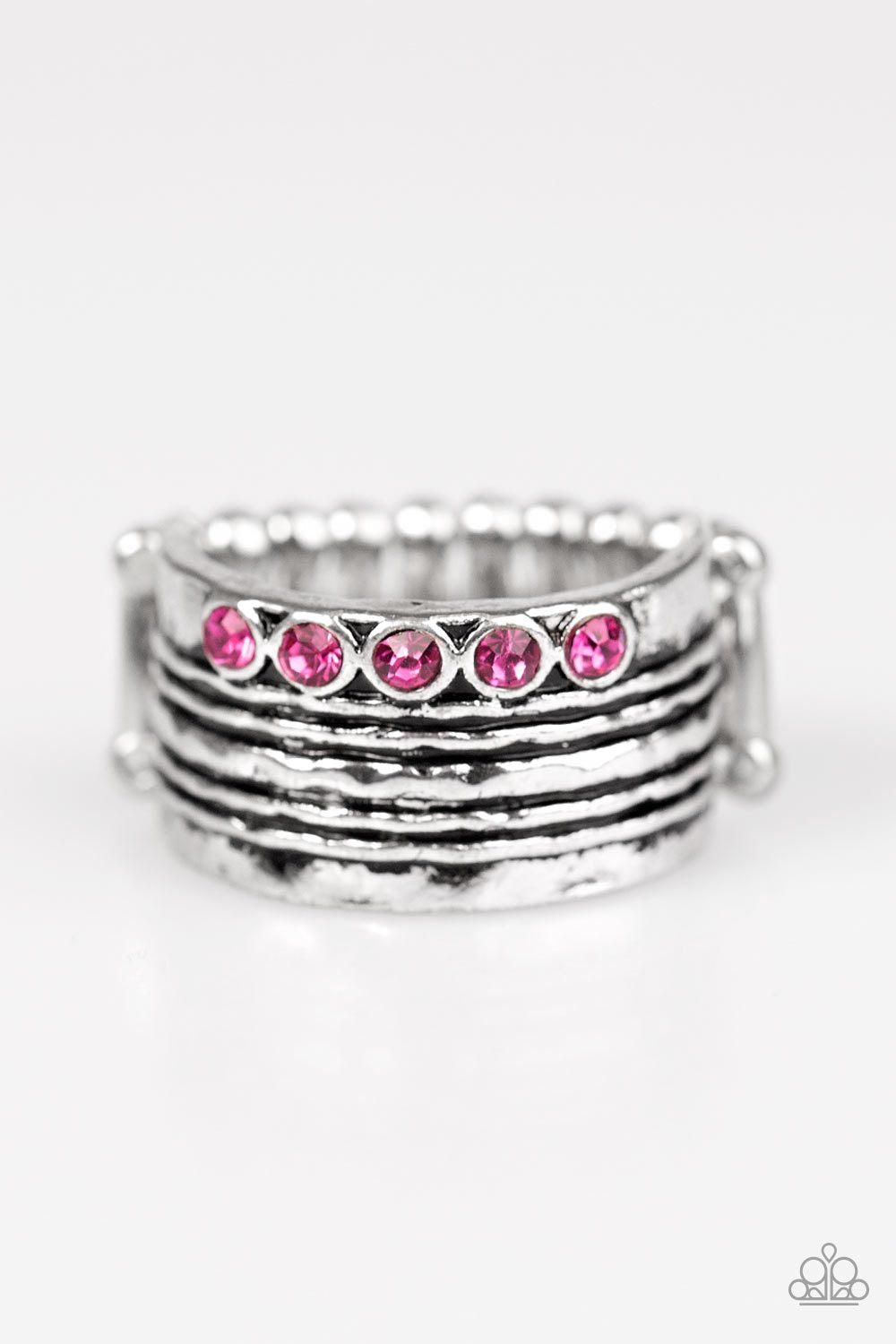 Drink It In Silver and Pink Gem Ring - Paparazzi Accessories- lightbox - CarasShop.com - Paparazzi Jewelry by Cara Jewels