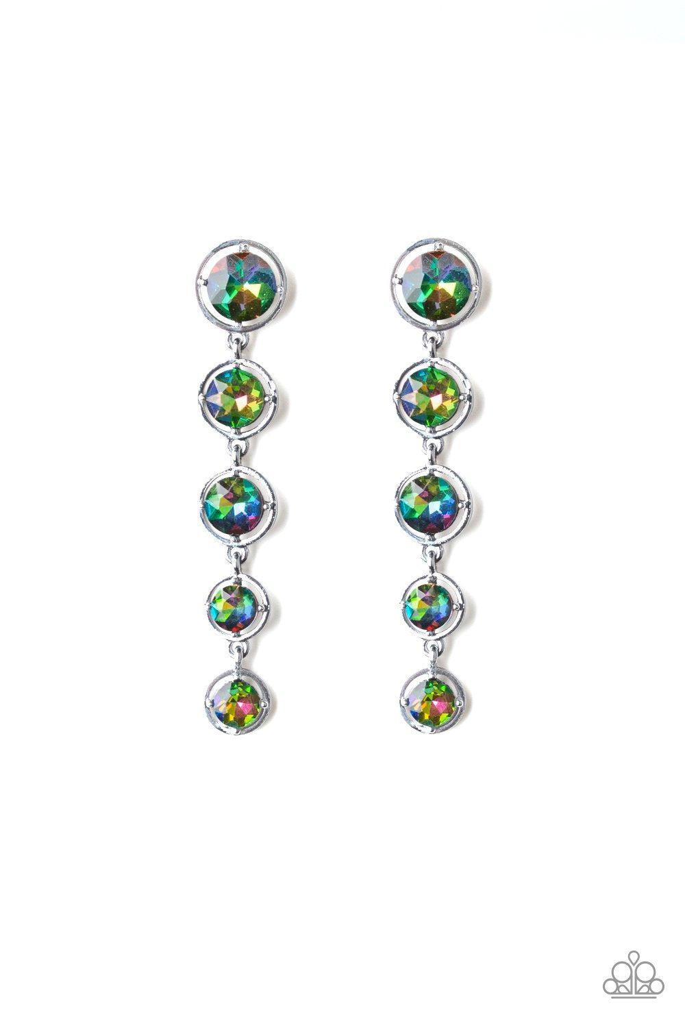 Drippin In Starlight Multi-color "Oil Spill" Rainbow Gem Earrings - Paparazzi Accessories- lightbox - CarasShop.com - Paparazzi Jewelry by Cara Jewels