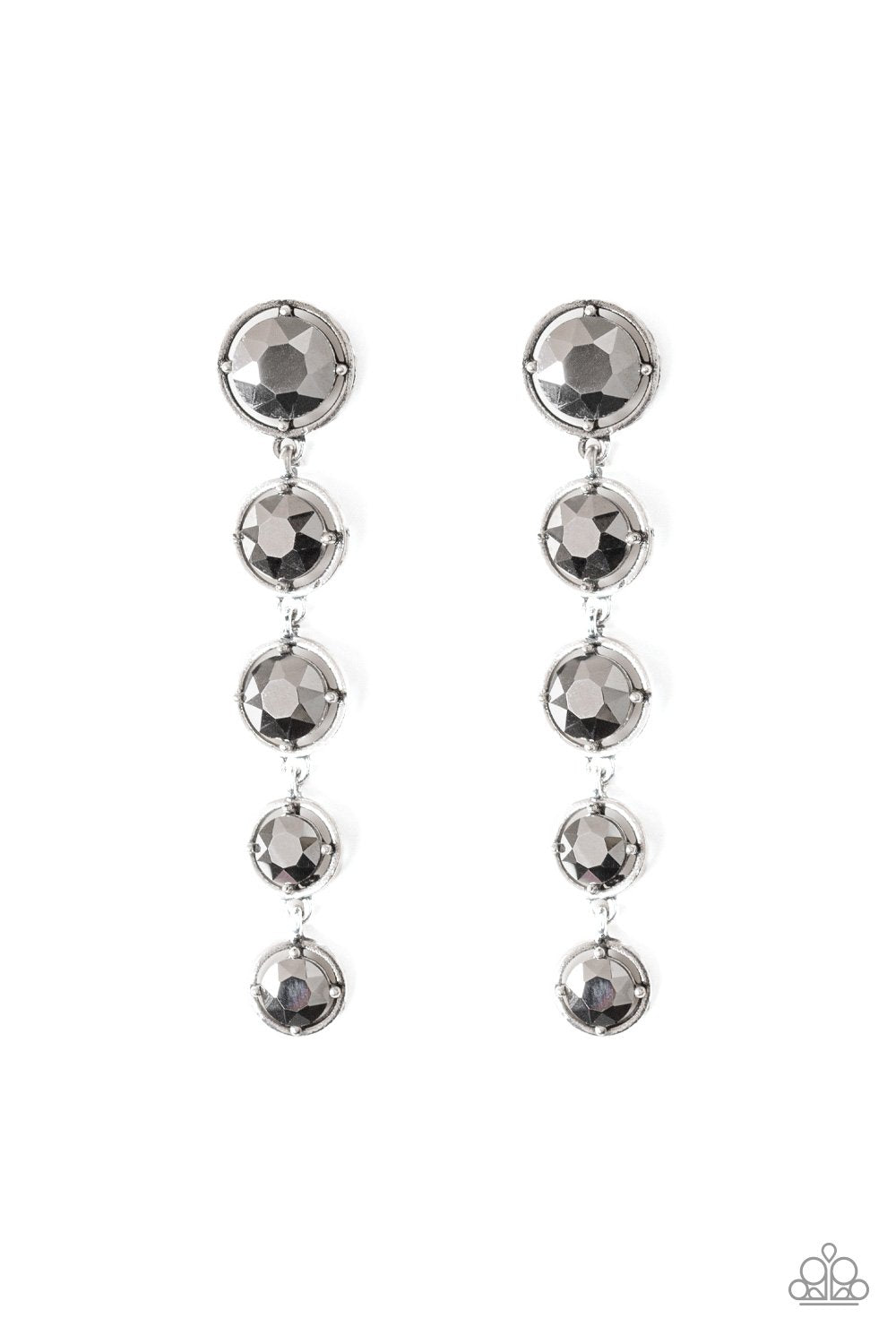 Drippin In Starlight Silver Gem Earrings - Paparazzi Accessories- lightbox - CarasShop.com - Paparazzi Jewelry by Cara Jewels