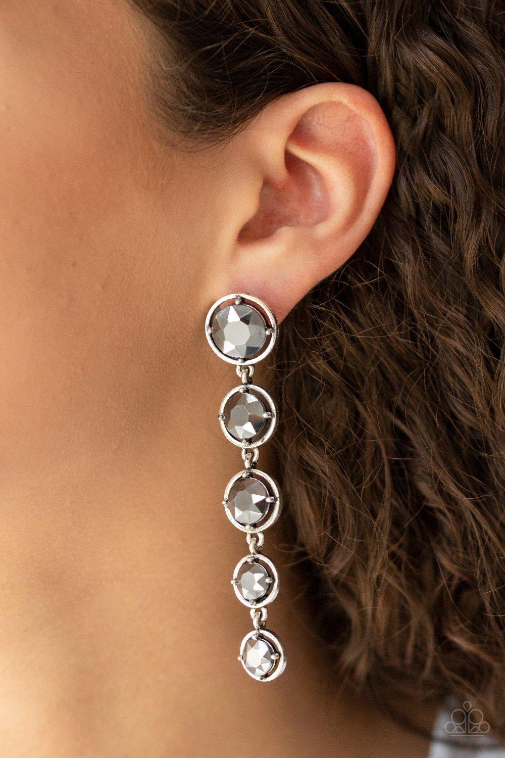 Drippin In Starlight Silver Gem Earrings - Paparazzi Accessories- lightbox - CarasShop.com - Paparazzi Jewelry by Cara Jewels