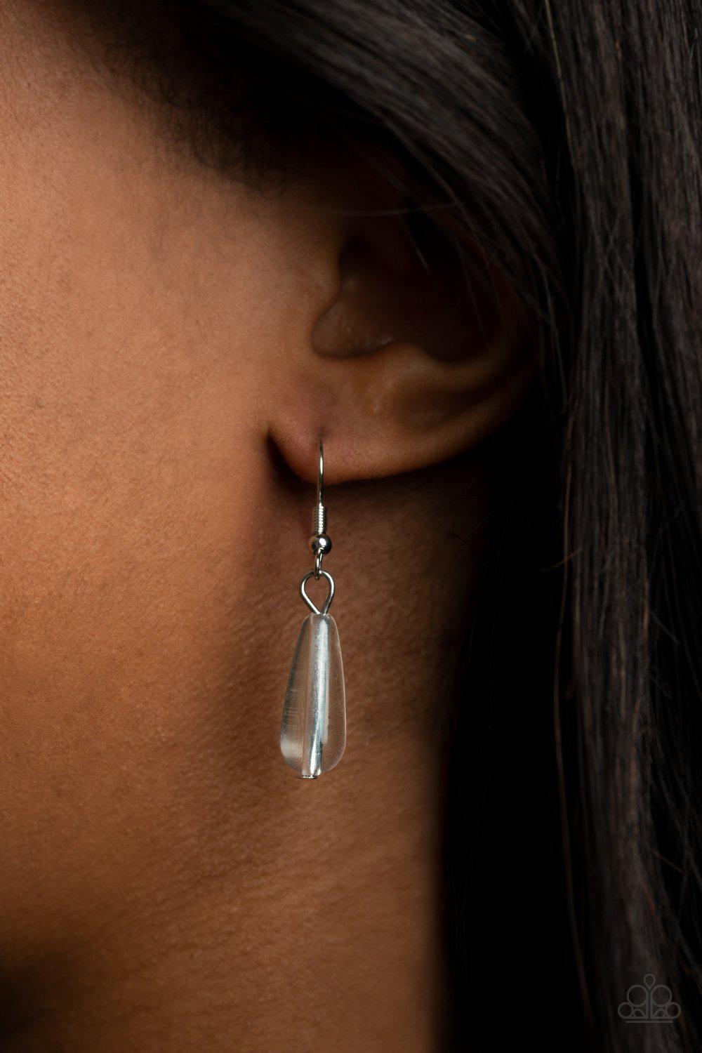 Dripping With DIVA-ttitude White Pearl and Silver Necklace - Paparazzi Accessories - free matching earrings -CarasShop.com - Paparazzi Jewelry by Cara Jewels