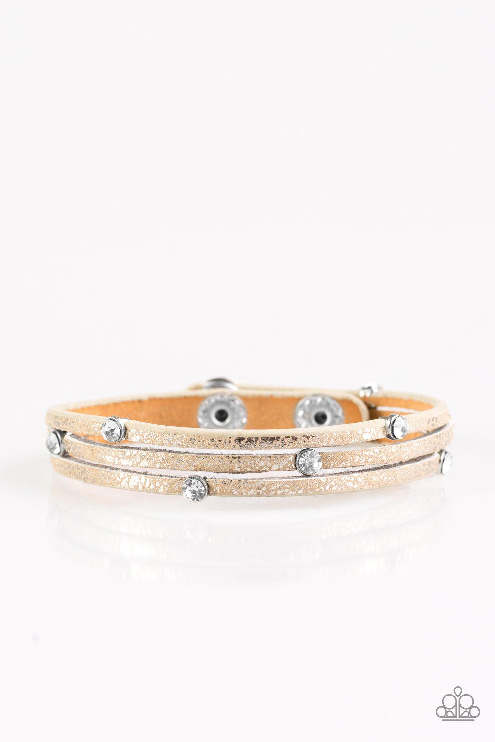 Drop A Shine Metallic Brown Urban Wrap Snap Bracelet - Paparazzi Accessories- lightbox - CarasShop.com - Paparazzi Jewelry by Cara Jewels