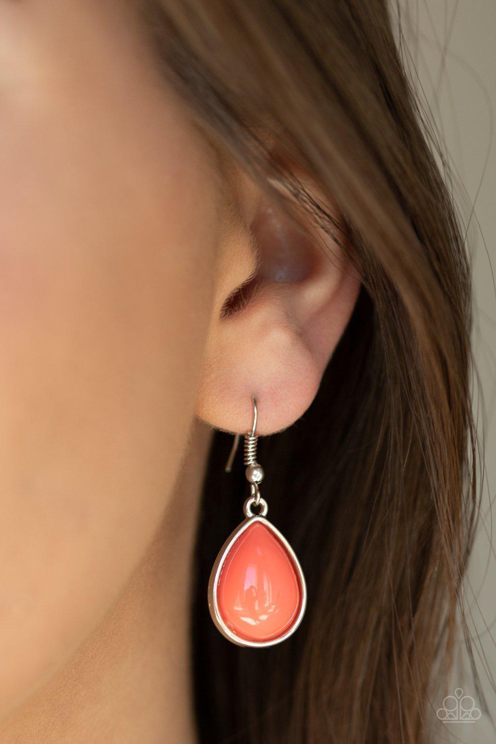 Drop Zone Coral Teardrop Necklace - Paparazzi Accessories - free matching earrings -CarasShop.com - Paparazzi Jewelry by Cara Jewels
