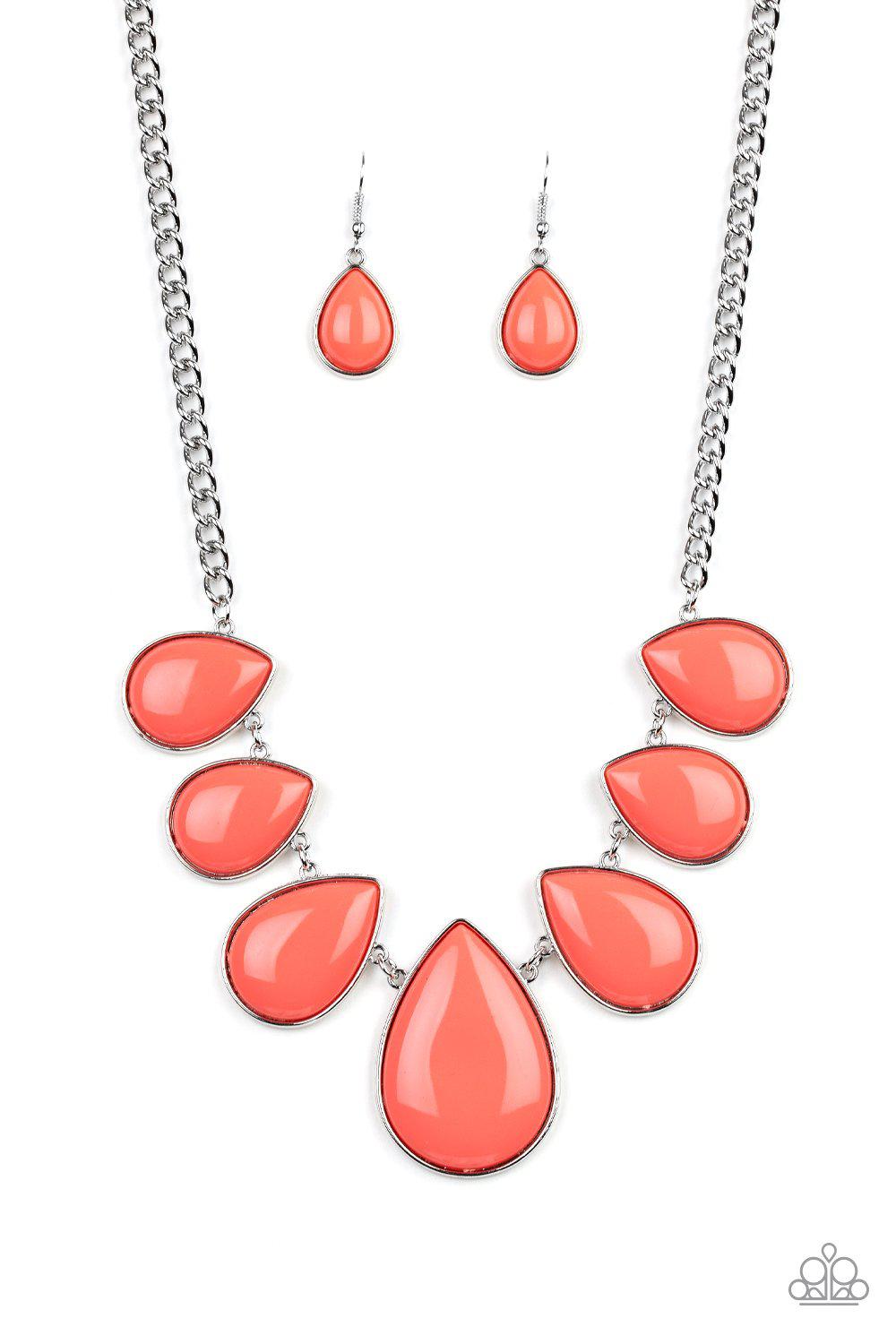 Drop Zone Coral Teardrop Necklace - Paparazzi Accessories- lightbox - CarasShop.com - Paparazzi Jewelry by Cara Jewels