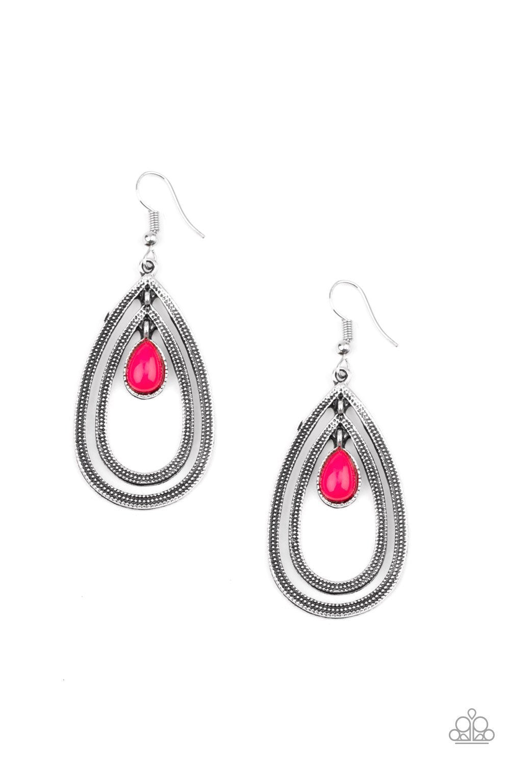 Drops of Color Pink Teardrop Earrings - Paparazzi Accessories- lightbox - CarasShop.com - Paparazzi Jewelry by Cara Jewels