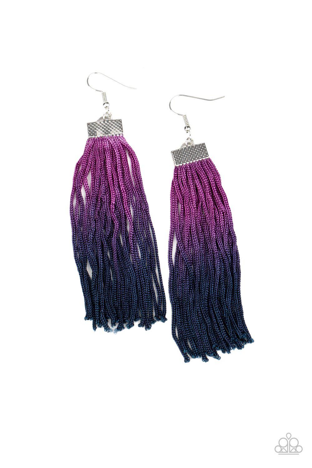 Dual Immersion Purple and Blue Tassel Earrings - Paparazzi Accessories- lightbox - CarasShop.com - Paparazzi Jewelry by Cara Jewels