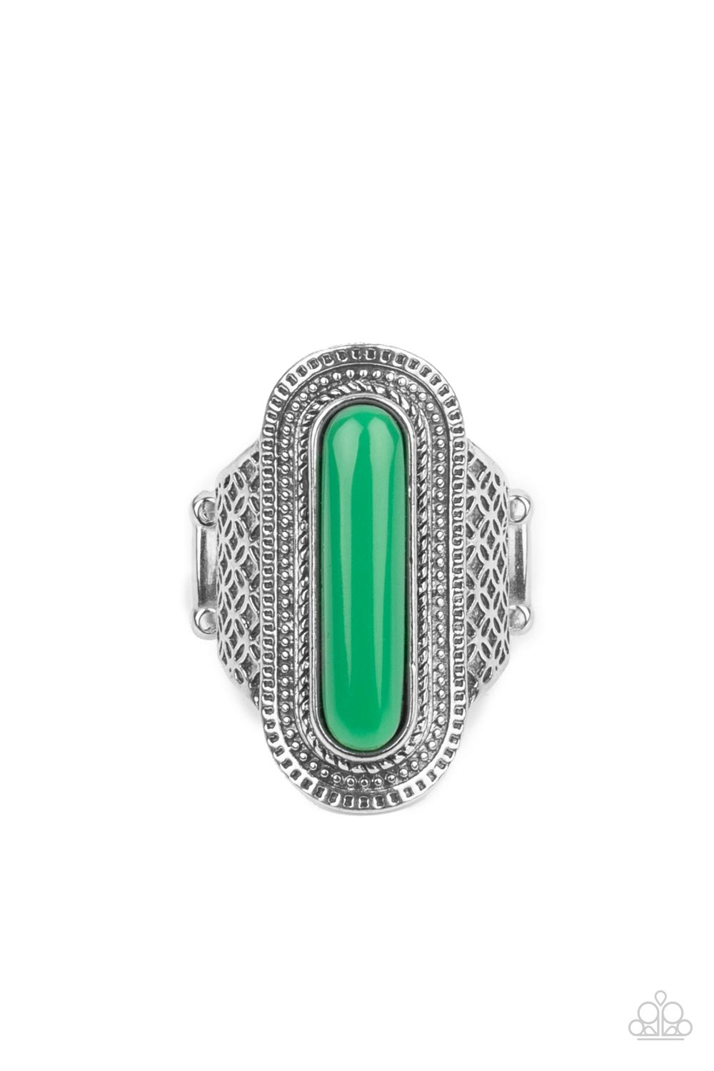 Dubai Distraction Green Ring - Paparazzi Accessories- lightbox - CarasShop.com - Paparazzi Jewelry by Cara Jewels