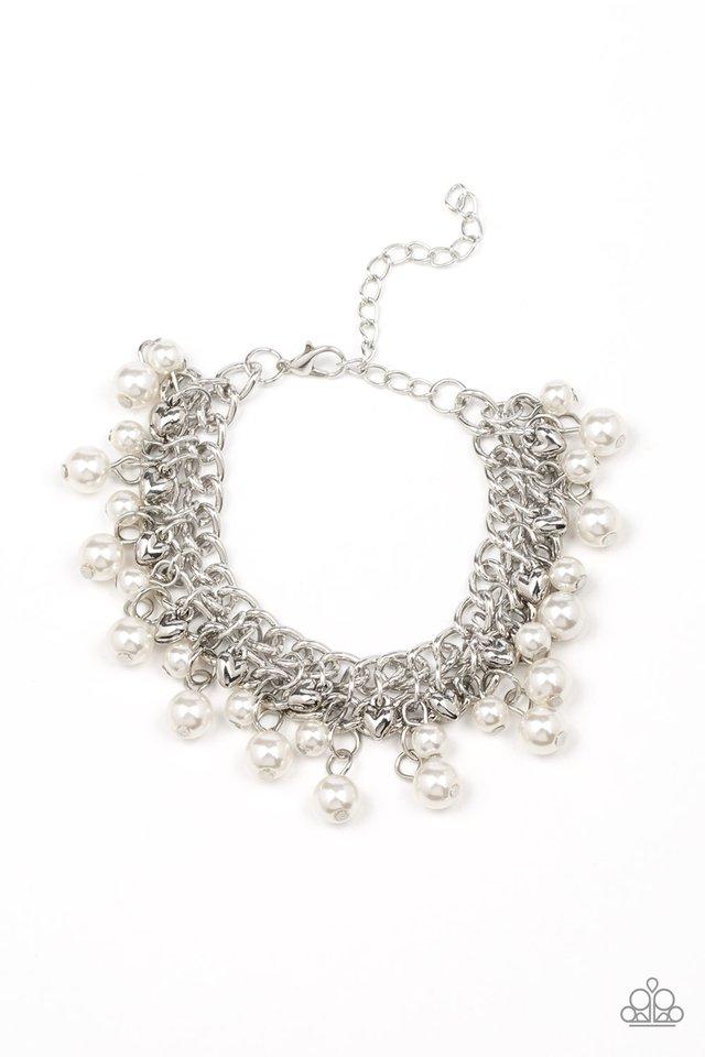Duchess Diva White Pearl Bracelet - Paparazzi Accessories- lightbox - CarasShop.com - Paparazzi Jewelry by Cara Jewels