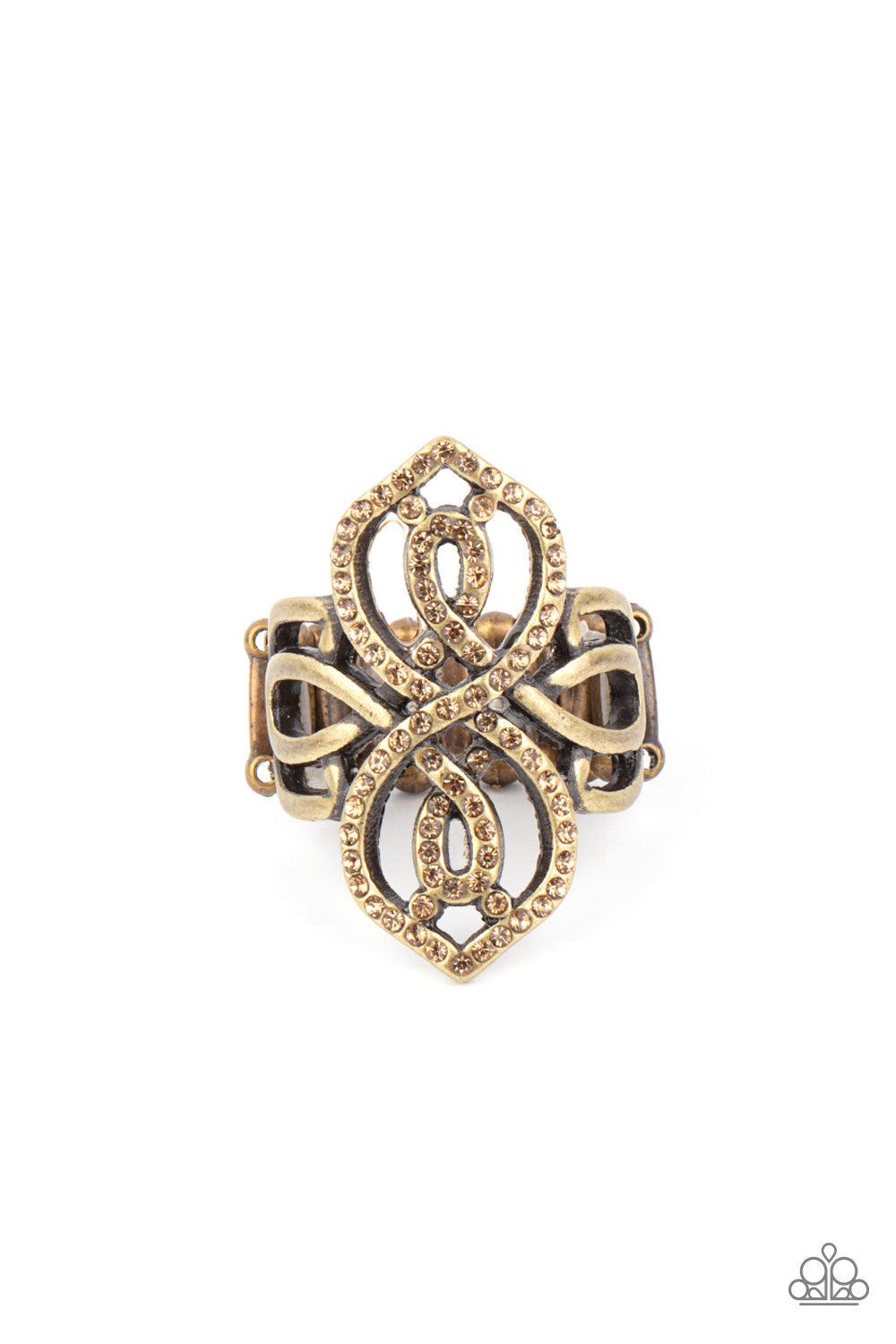 Duchess Drama Brass Ring - Paparazzi Accessories- lightbox - CarasShop.com - Paparazzi Jewelry by Cara Jewels