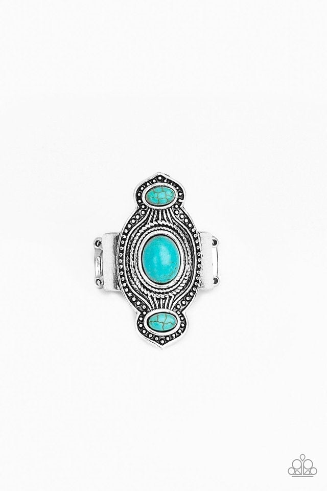 Dune Drifter Turquoise Blue Stone Ring - Paparazzi Accessories- lightbox - CarasShop.com - Paparazzi Jewelry by Cara Jewels