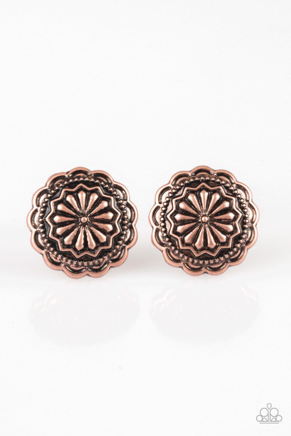 Durango Desert Copper Post Earrings - Paparazzi Accessories- lightbox - CarasShop.com - Paparazzi Jewelry by Cara Jewels