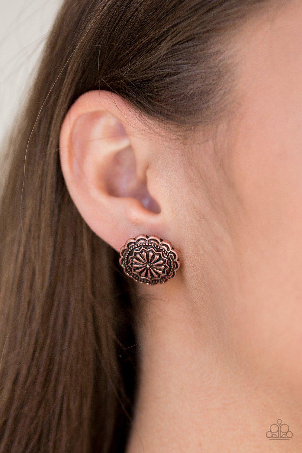 Durango Desert Copper Post Earrings - Paparazzi Accessories- lightbox - CarasShop.com - Paparazzi Jewelry by Cara Jewels