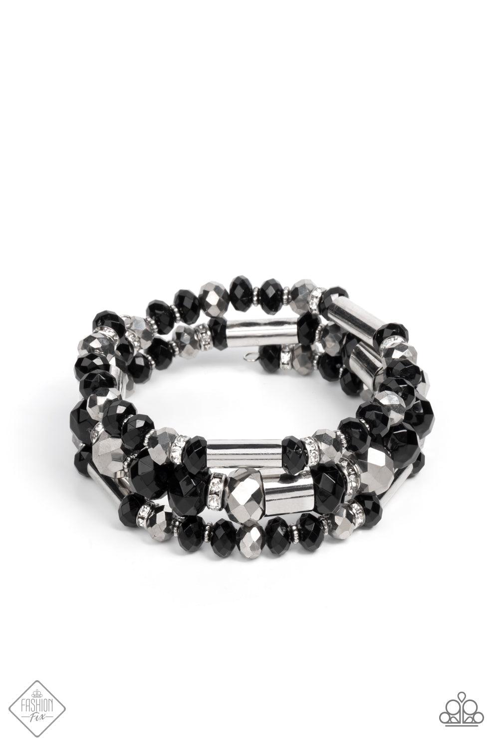 Dynamic Dazzle Black and Silver Infinity Wrap Bracelet - Paparazzi Accessories- lightbox - CarasShop.com - Paparazzi Jewelry by Cara Jewels