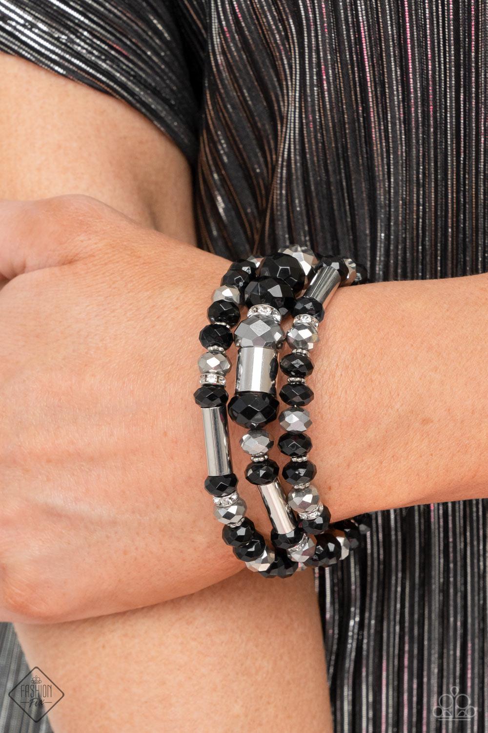 Dynamic Dazzle Black and Silver Infinity Wrap Bracelet - Paparazzi Accessories- lightbox - CarasShop.com - Paparazzi Jewelry by Cara Jewels