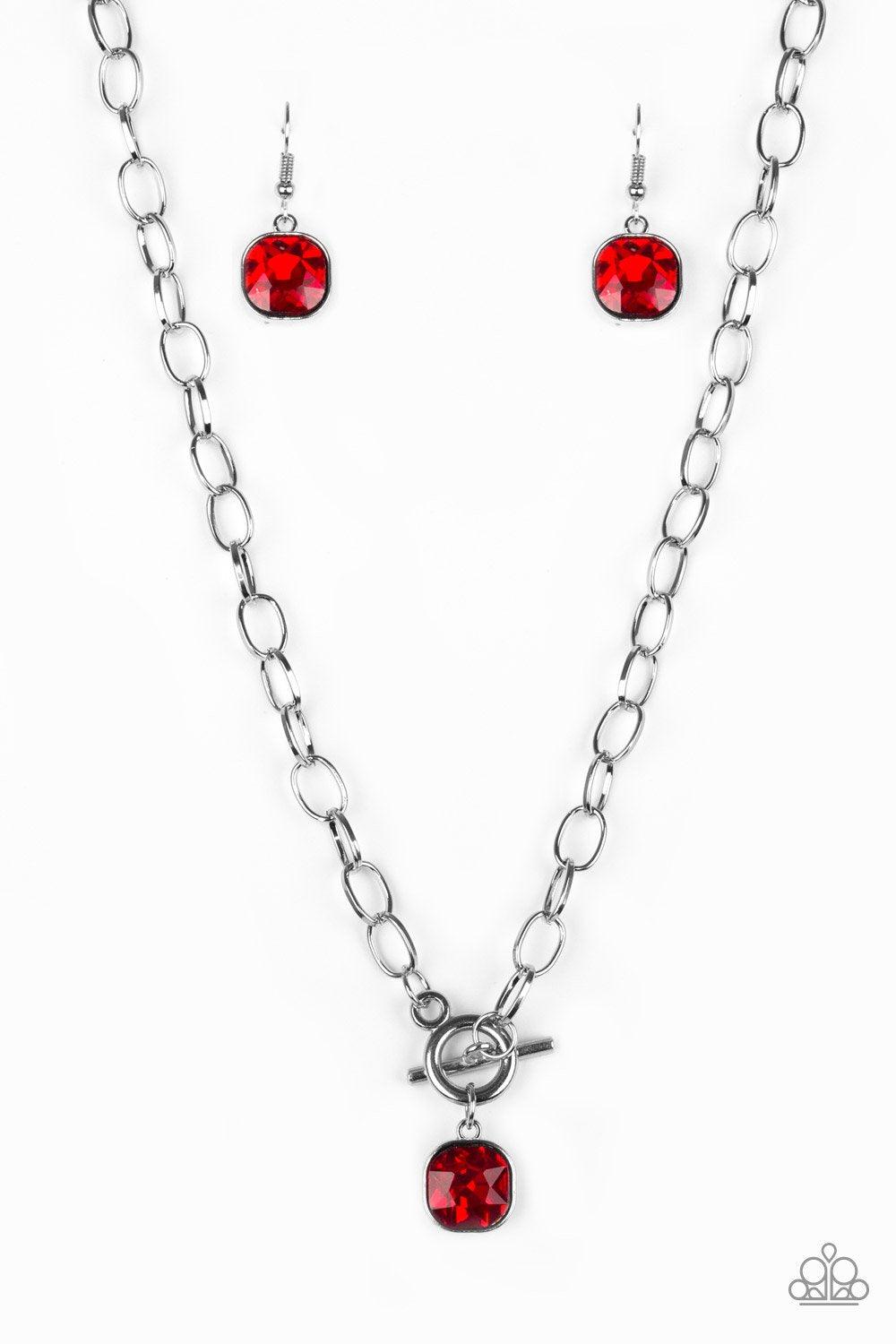 Dynamite Dazzle Red Necklace - Paparazzi Accessories- lightbox - CarasShop.com - Paparazzi Jewelry by Cara Jewels