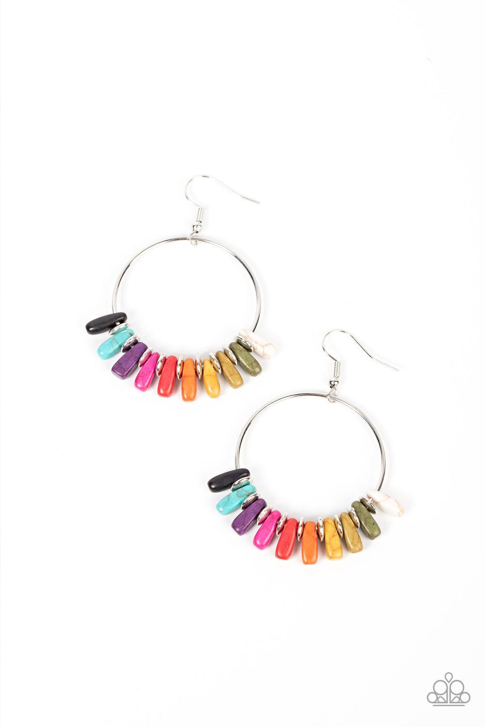 Earthy Ensemble Multi Colorful Stone Earrings - Paparazzi Accessories- lightbox - CarasShop.com - Paparazzi Jewelry by Cara Jewels
