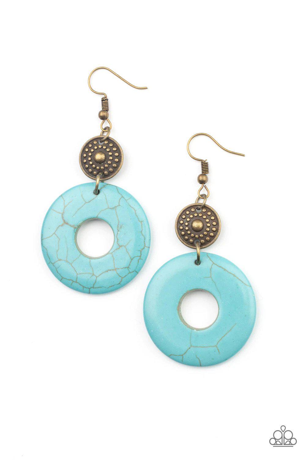 Earthy Epicenter Brass Earrings - Paparazzi Accessories- lightbox - CarasShop.com - Paparazzi Jewelry by Cara Jewels