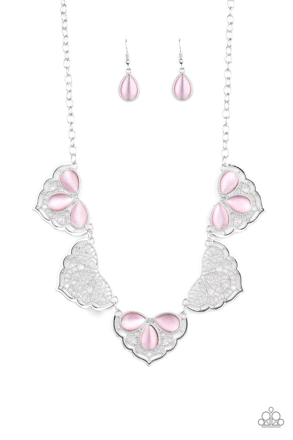 East Coast Essence Pink Moonstone Necklace - Paparazzi Accessories- lightbox - CarasShop.com - Paparazzi Jewelry by Cara Jewels
