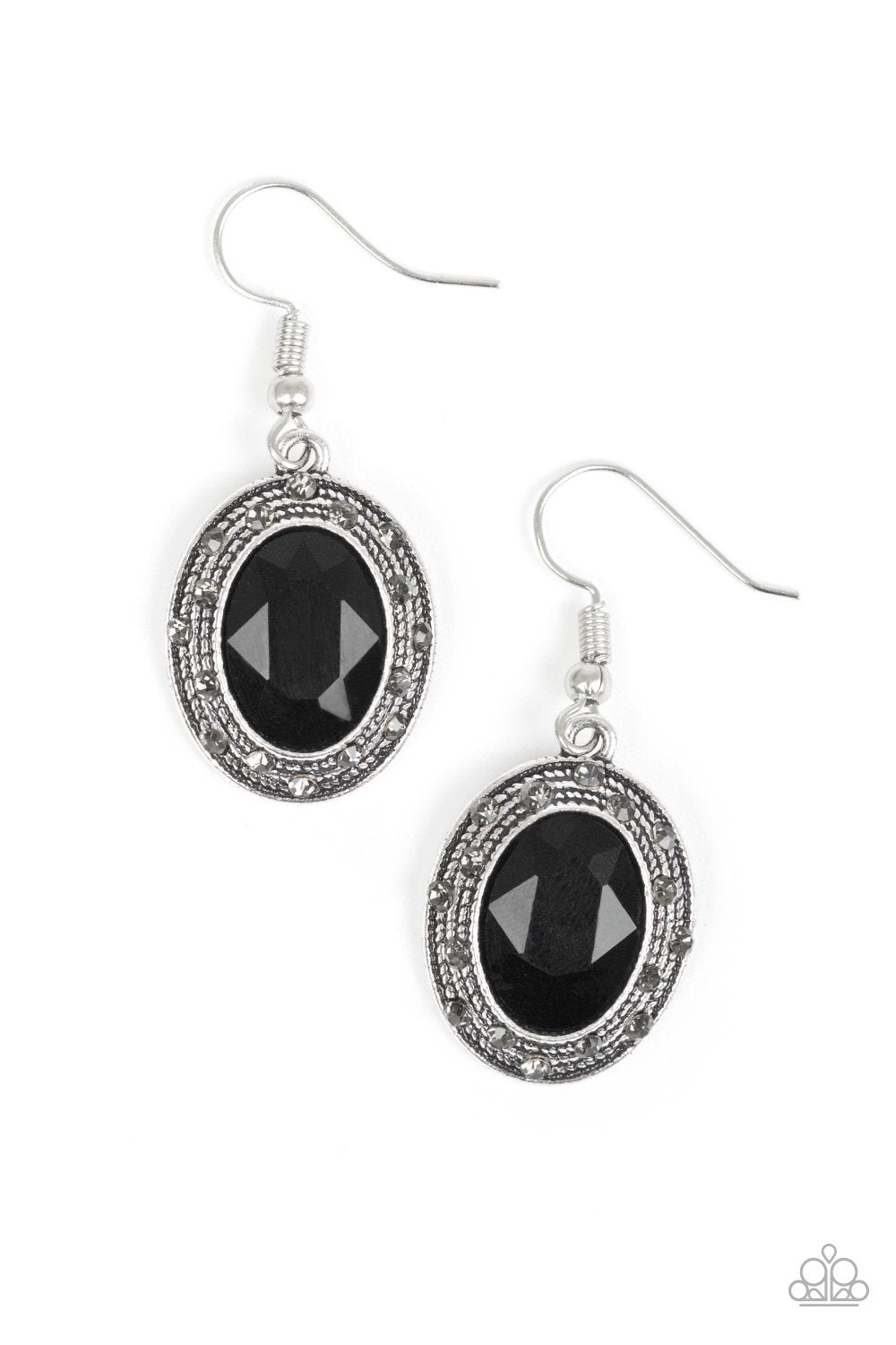 East Side Etiquette Black Rhinestone Earrings - Paparazzi Accessories- lightbox - CarasShop.com - Paparazzi Jewelry by Cara Jewels