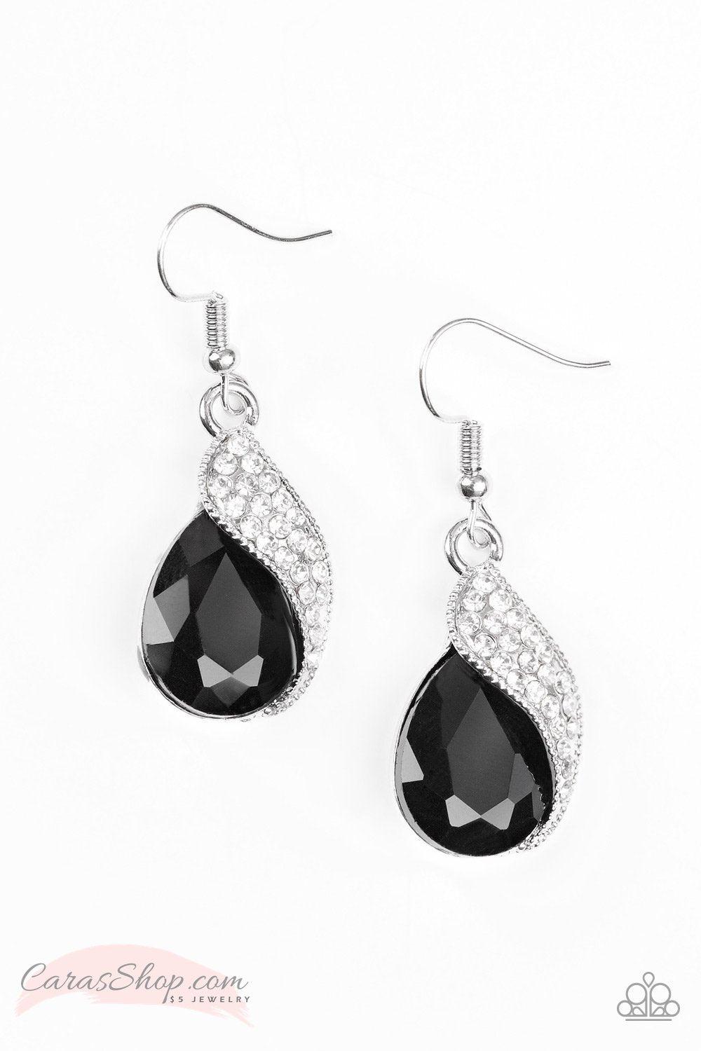 Easy Elegance Black Gem Earrings - Paparazzi Accessories- lightbox - CarasShop.com - Paparazzi Jewelry by Cara Jewels