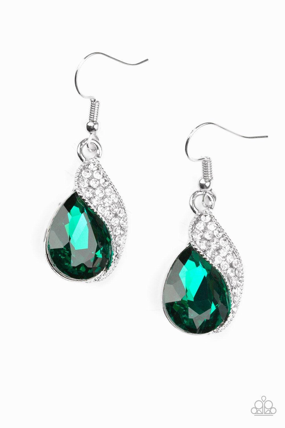 Easy Elegance Emerald Green Earrings - Paparazzi Accessories- lightbox - CarasShop.com - Paparazzi Jewelry by Cara Jewels