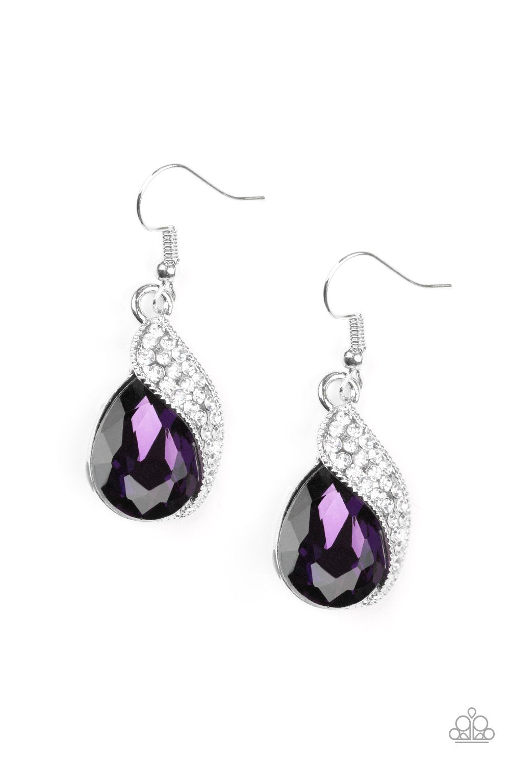 Easy Elegance Purple Gem Earrings - Paparazzi Accessories- lightbox - CarasShop.com - Paparazzi Jewelry by Cara Jewels