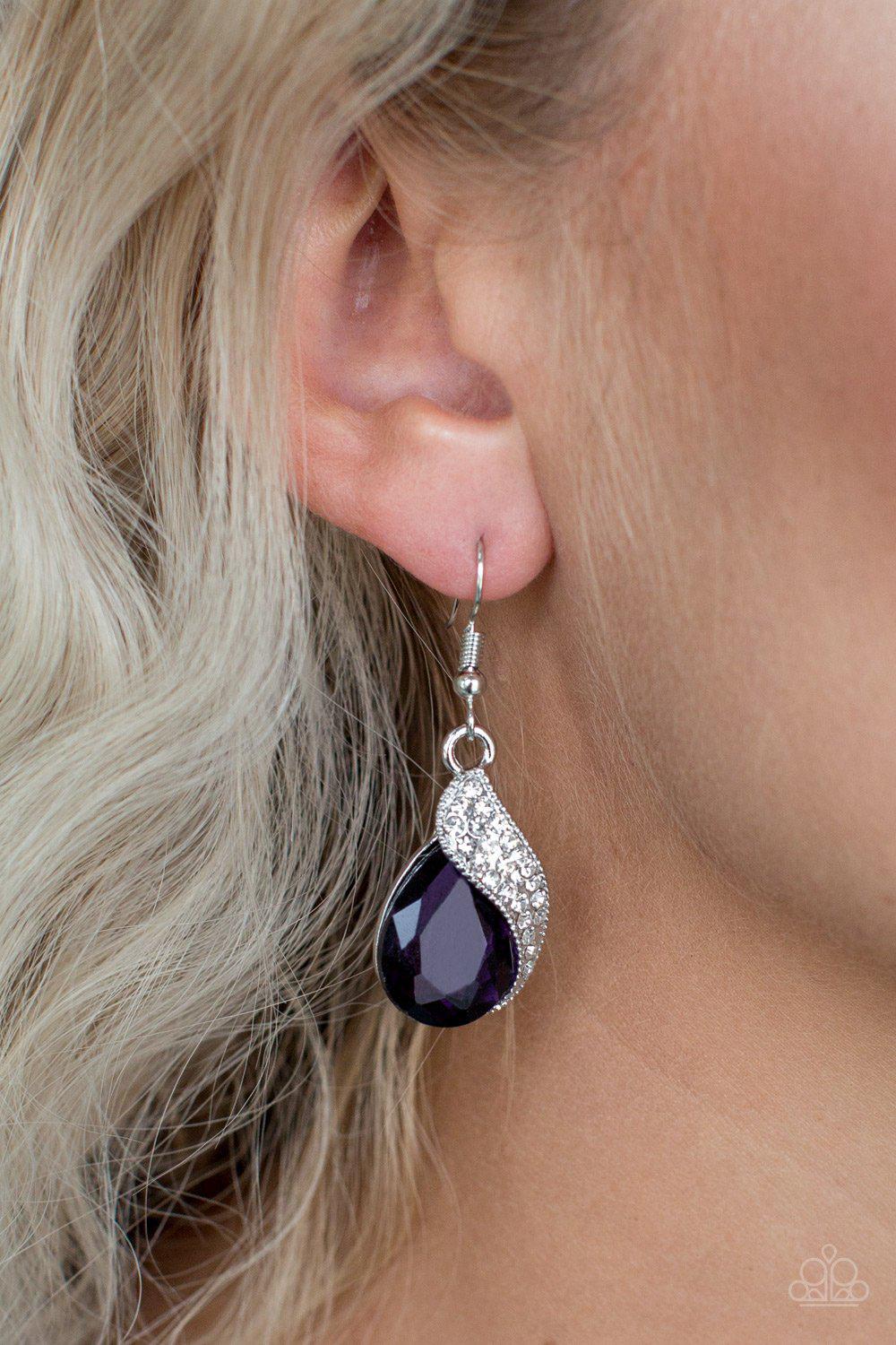 Easy Elegance Purple Gem Earrings - Paparazzi Accessories- lightbox - CarasShop.com - Paparazzi Jewelry by Cara Jewels