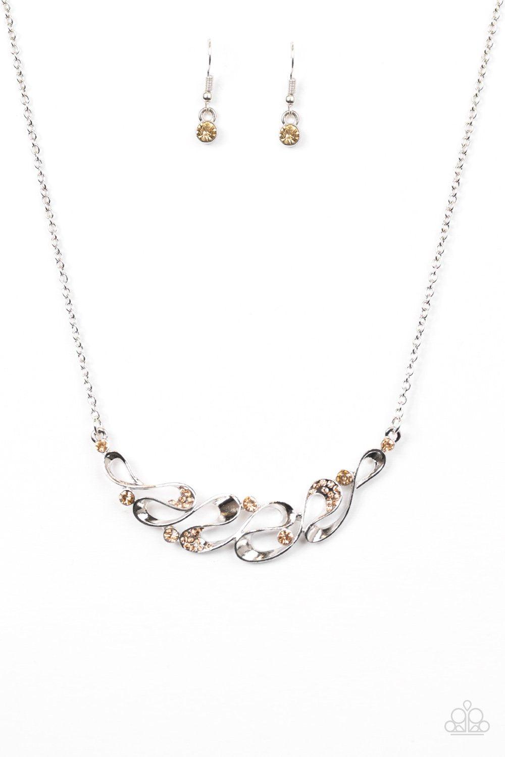 Easy Money Silver and Brown Gem Necklace - Paparazzi Accessories- lightbox - CarasShop.com - Paparazzi Jewelry by Cara Jewels