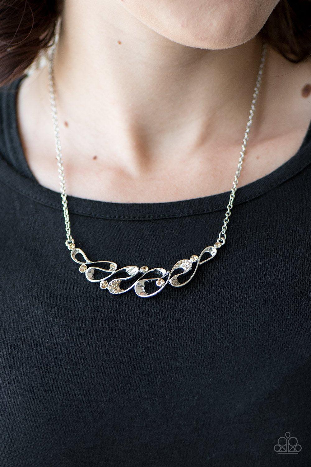 Easy Money Silver and Brown Gem Necklace - Paparazzi Accessories- lightbox - CarasShop.com - Paparazzi Jewelry by Cara Jewels