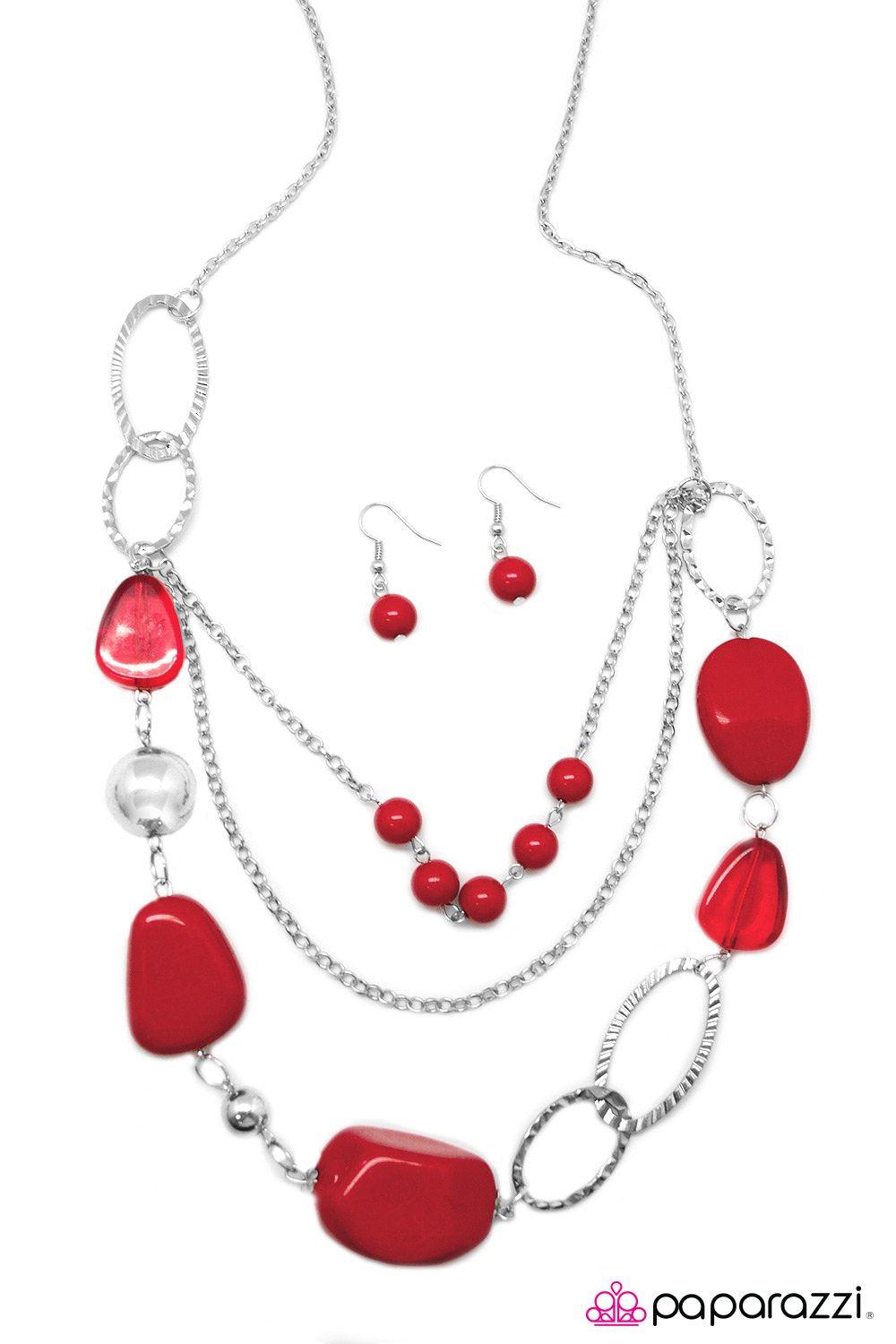 Easy On The Eyes Red Necklace - Paparazzi Accessories- lightbox - CarasShop.com - Paparazzi Jewelry by Cara Jewels