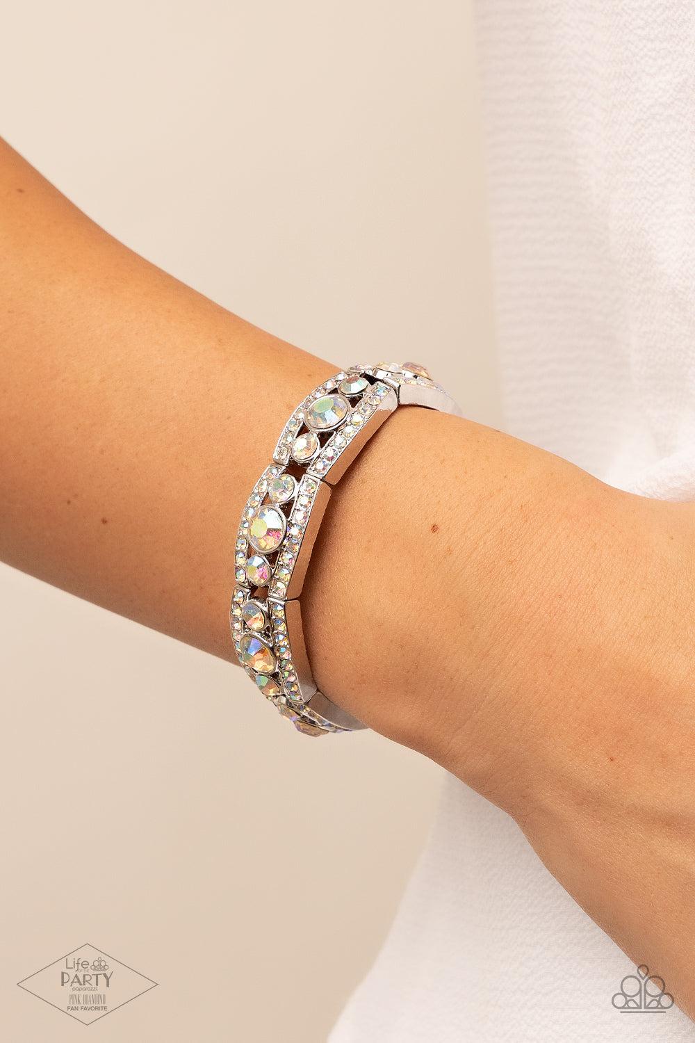 Easy On The ICE Multi Iridescent Rhinestone Bracelet - Paparazzi Accessories- lightbox - CarasShop.com - Paparazzi Jewelry by Cara Jewels