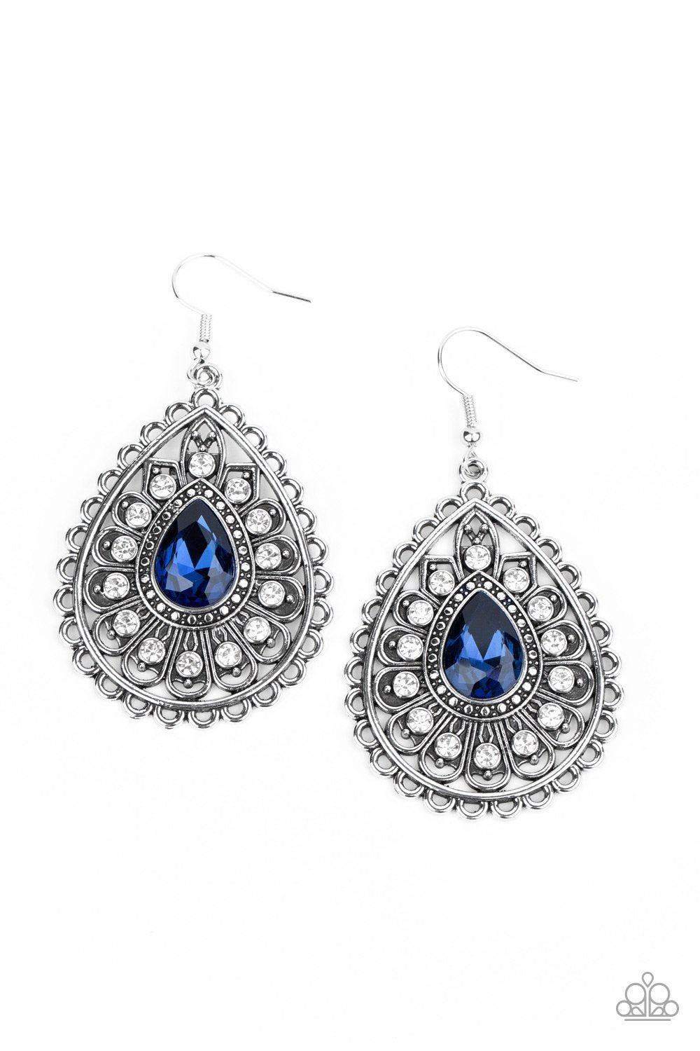 Eat, Drink and BEAM Merry Blue Rhinestone Earrings - Paparazzi Accessories- lightbox - CarasShop.com - Paparazzi Jewelry by Cara Jewels