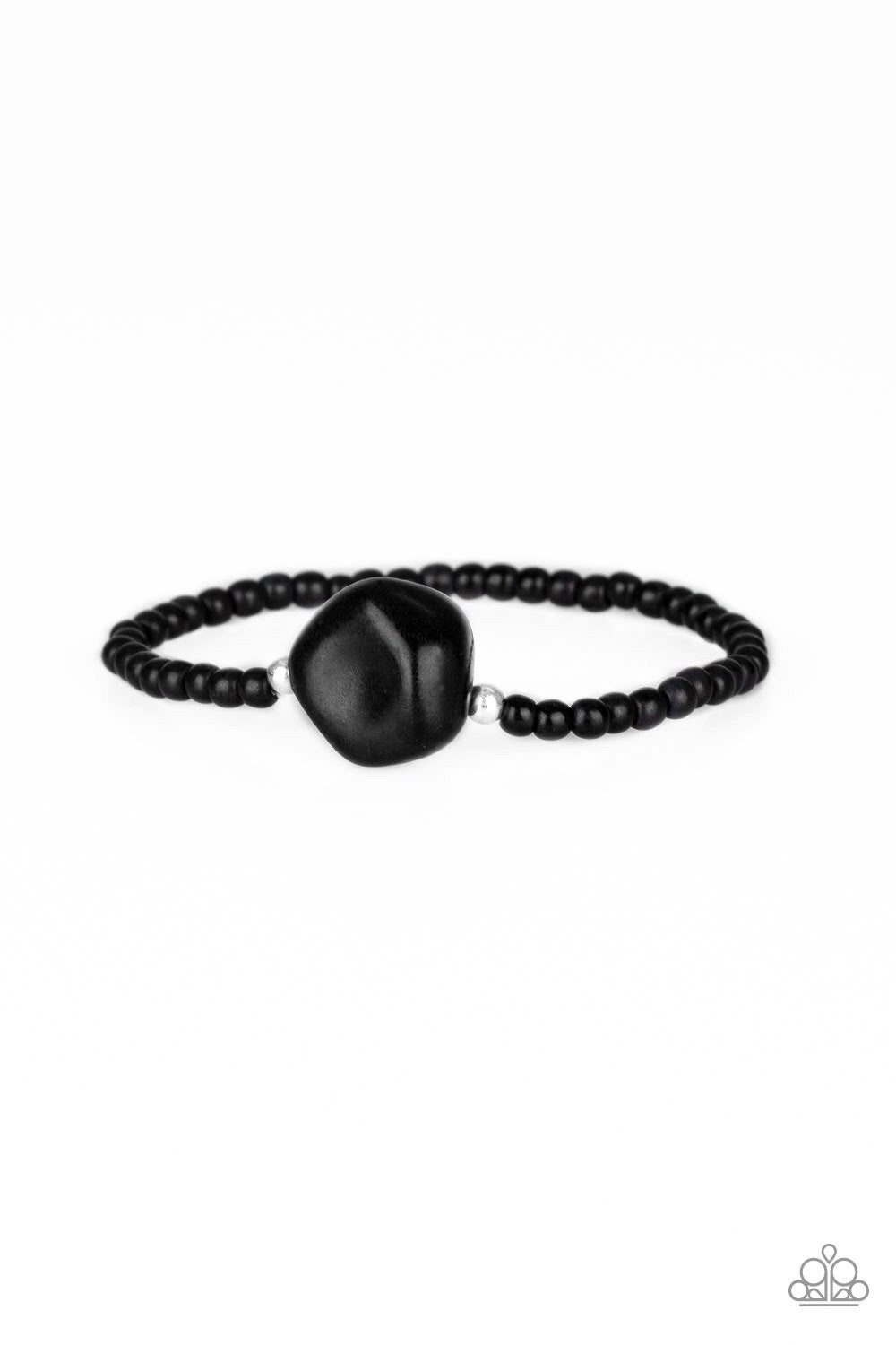 Eco Eccentricity Black Stone Bracelet - Paparazzi Accessories- lightbox - CarasShop.com - Paparazzi Jewelry by Cara Jewels