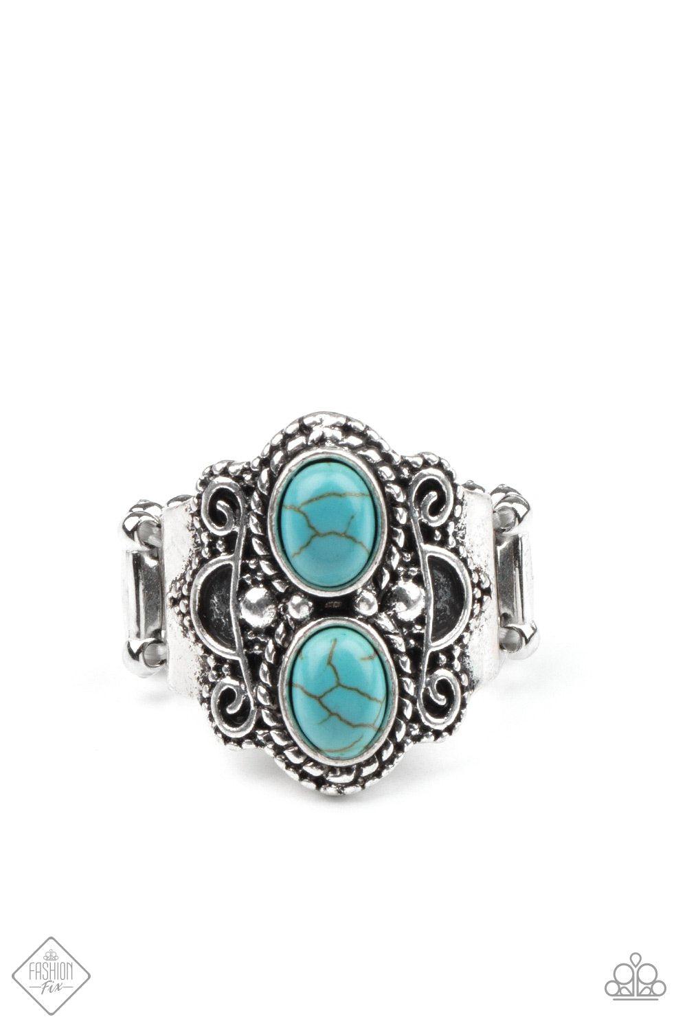 Eco Essence Turquoise Blue Stone Ring - Paparazzi Accessories- lightbox - CarasShop.com - Paparazzi Jewelry by Cara Jewels