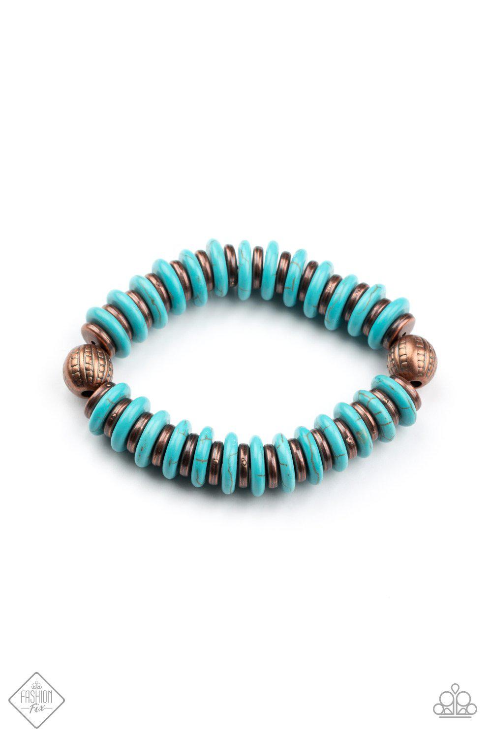 Eco Experience Copper and Turquoise Blue Stone Bracelet - Paparazzi Accessories- lightbox - CarasShop.com - Paparazzi Jewelry by Cara Jewels