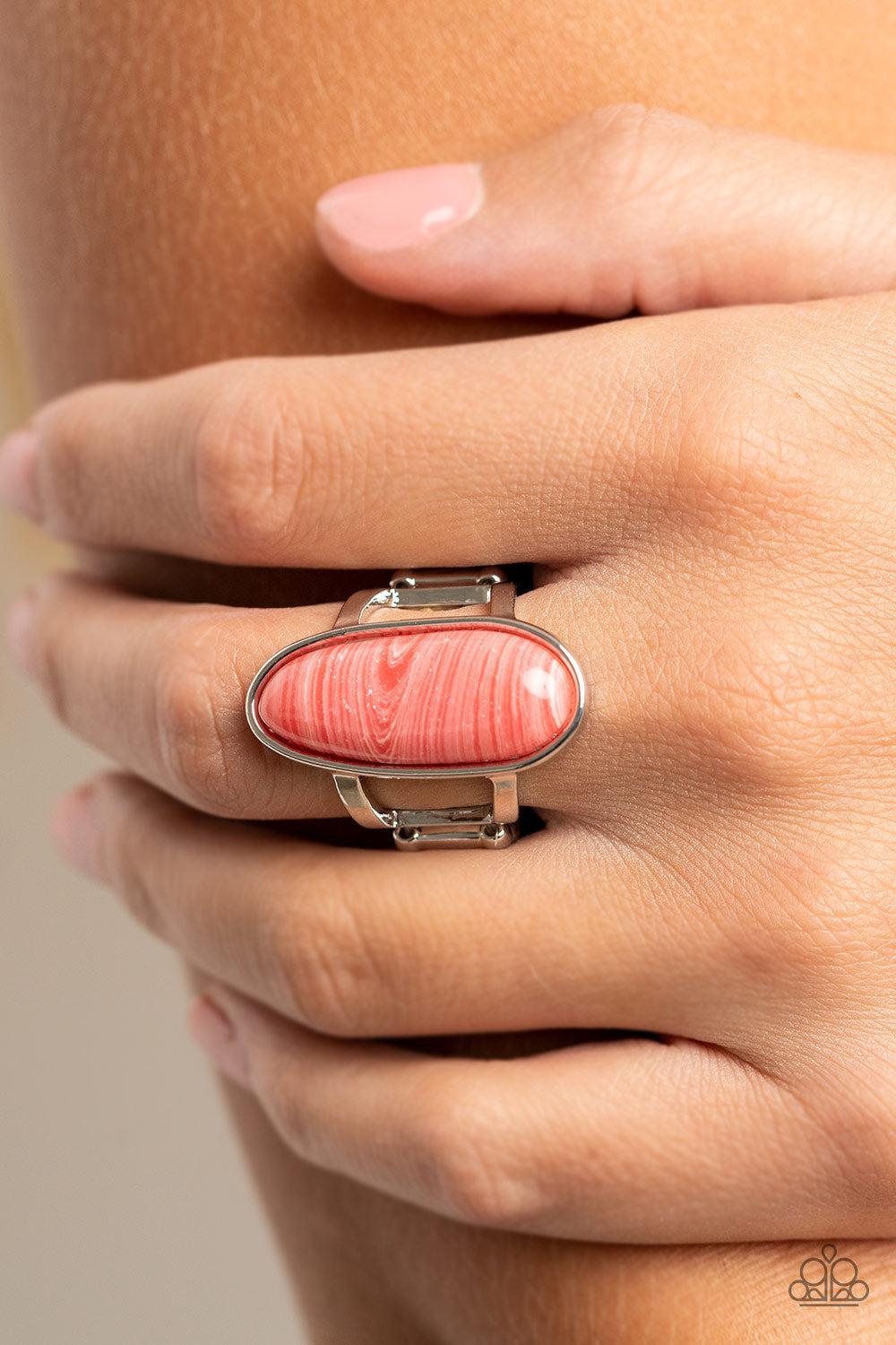 Eco Expression Pink Ring - Paparazzi Accessories- on model - CarasShop.com - Paparazzi Jewelry by Cara Jewels