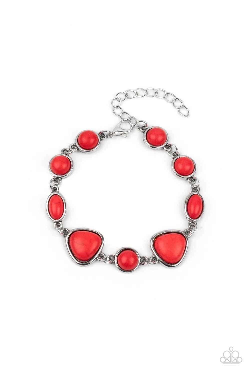 Eco-Friendly Fashionista Red Stone Bracelet - Paparazzi Accessories- lightbox - CarasShop.com - Paparazzi Jewelry by Cara Jewels