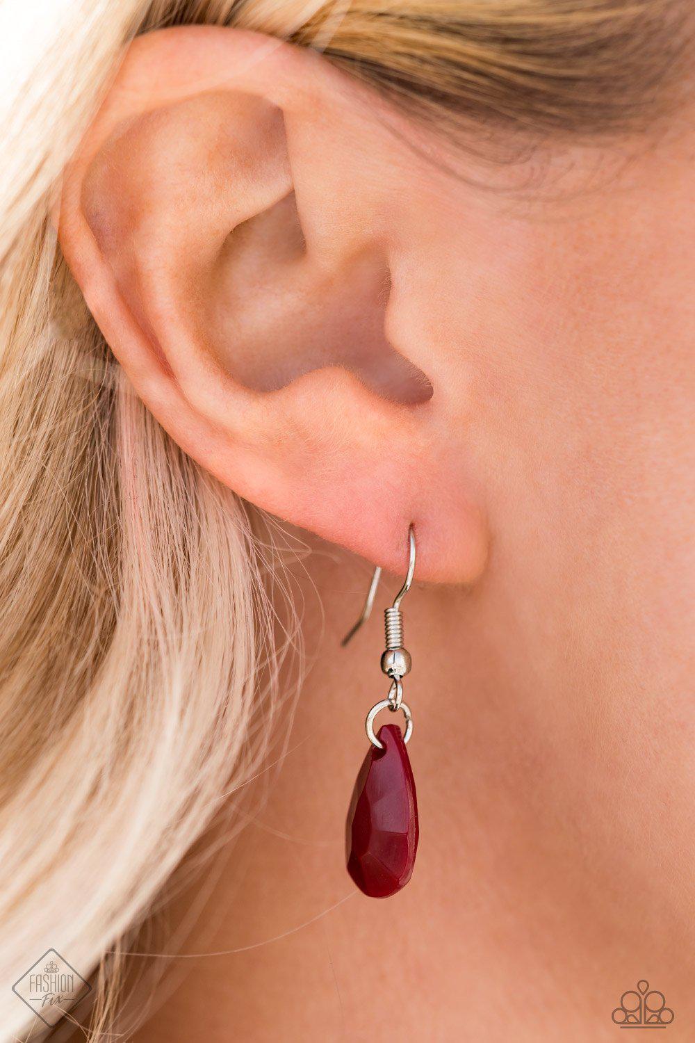 Eden Deity Wine Red Teardrop Vine Necklace - Paparazzi Accessories - free matching earrings -CarasShop.com - Paparazzi Jewelry by Cara Jewels