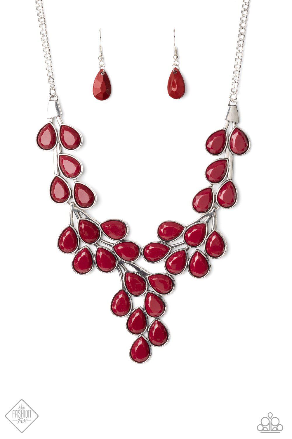 Eden Deity Wine Red Teardrop Vine Necklace - Paparazzi Accessories- lightbox - CarasShop.com - Paparazzi Jewelry by Cara Jewels