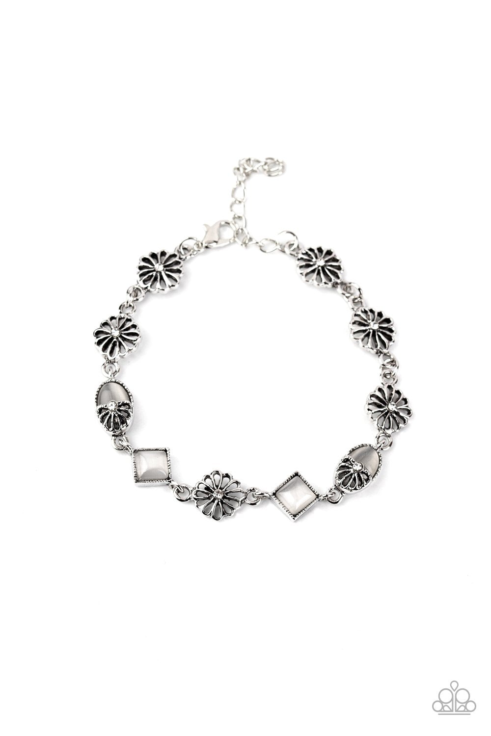 Eden Etiquette White Cat's Eye Bracelet - Paparazzi Accessories- lightbox - CarasShop.com - Paparazzi Jewelry by Cara Jewels